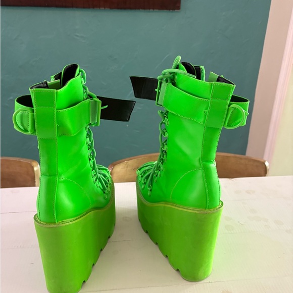 Dolls Kill X Club Exx Neon Green Platform Boots burning man - Picture 2 of 4